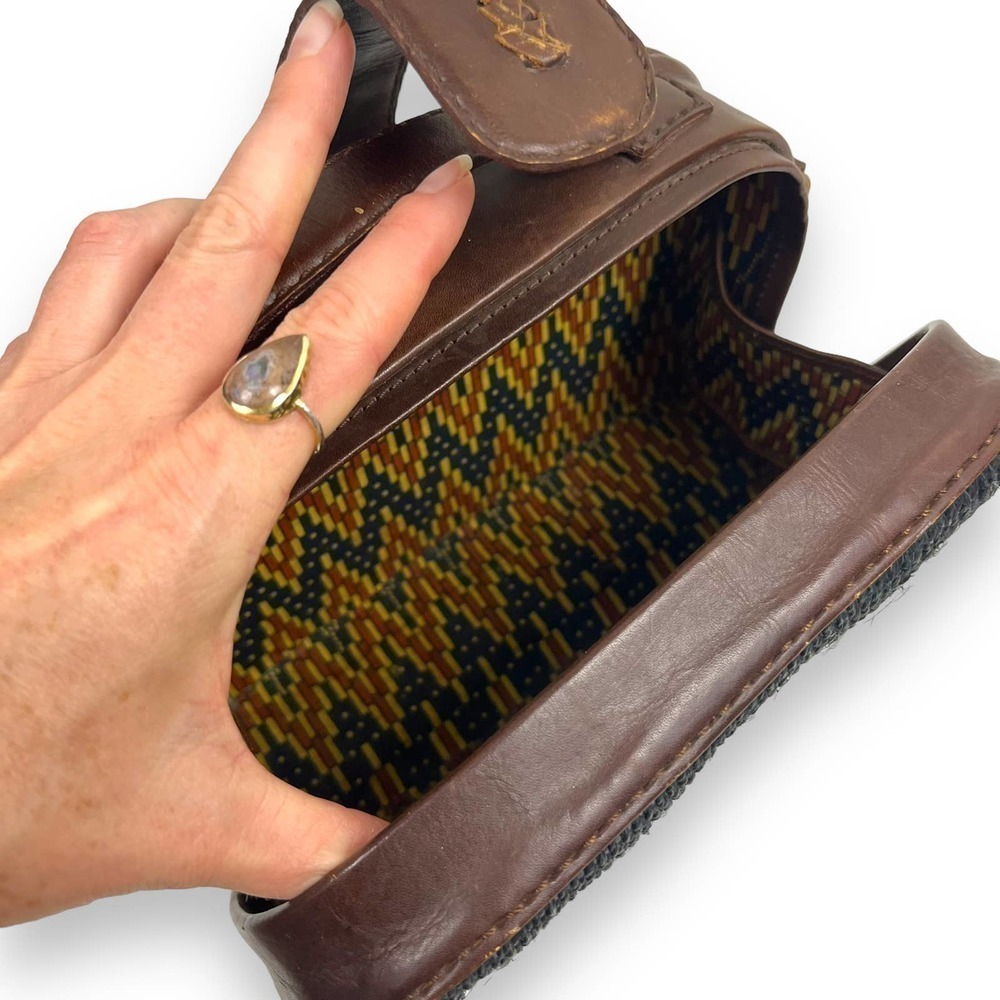 Vintage Structured Sisal and Leather Bag - Picture 6 of 14